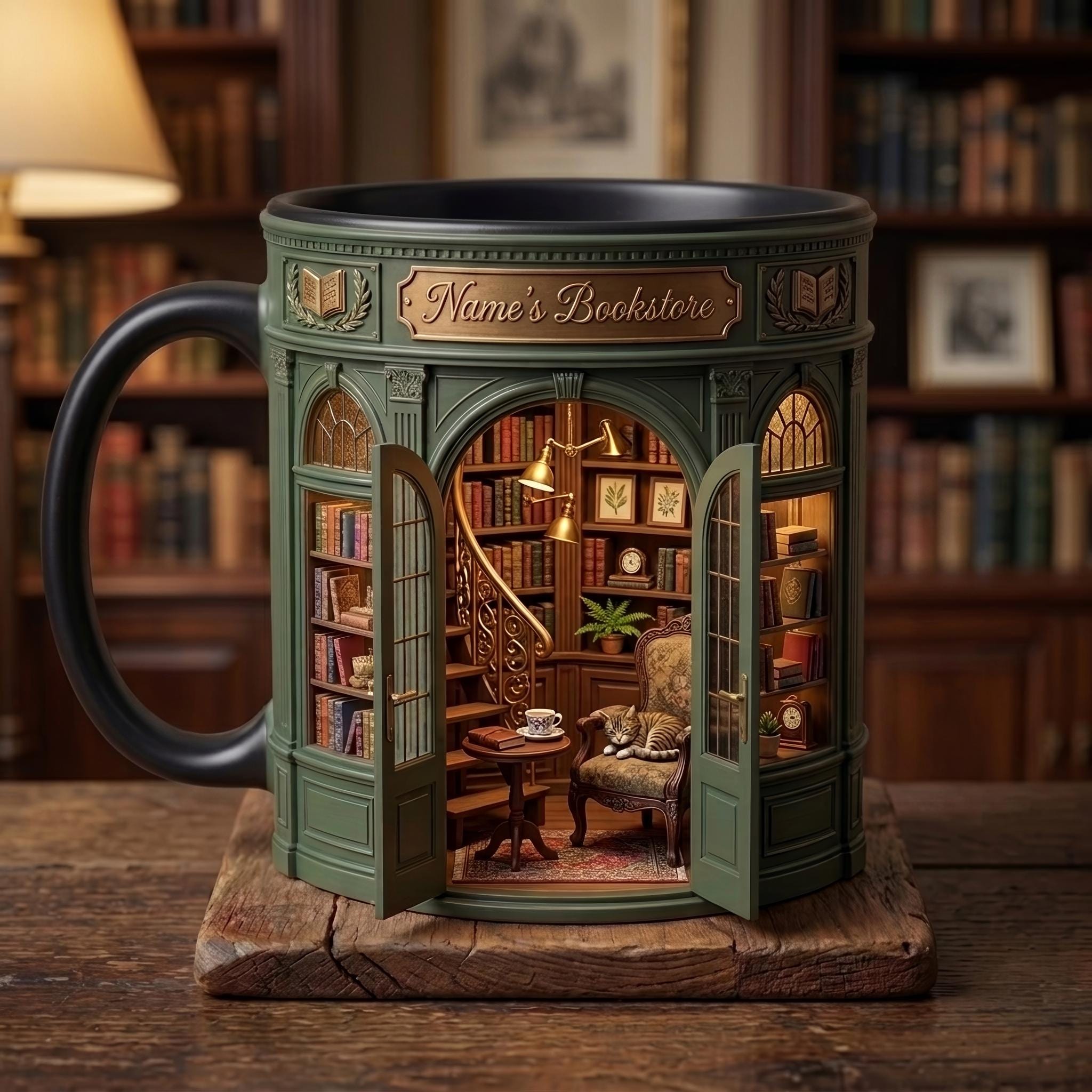 Personalized Bookstore Mug, Cozy Library Coffee Cup, Custom Book Lover Gift, Bookshop Owner Mug, Reader Coffee Cup