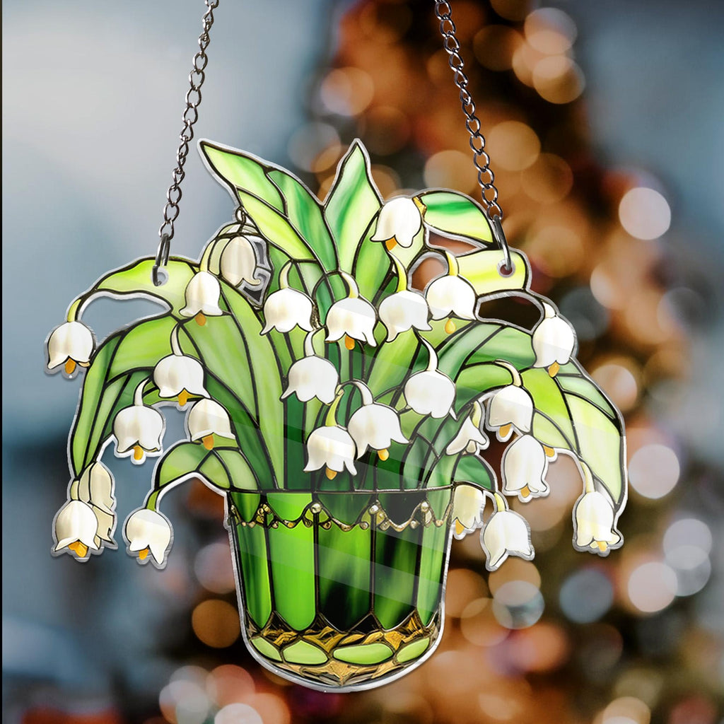 Lily of Valley ACRYLIC Window Hanging Decor, Flowers Art Decoration Lily of Valley Home Decor Housewarming Gift, Lily Flower Decor NOT GLASS