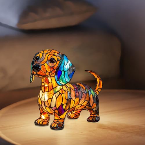 Dachshund Dog Night Light, Mosaic Table Lamp, Room Decor, Puppy Night Light Decor, Cute Dog Table Lamp, Pet Lover Gift, Nursery & Bedroom Light, Night Light