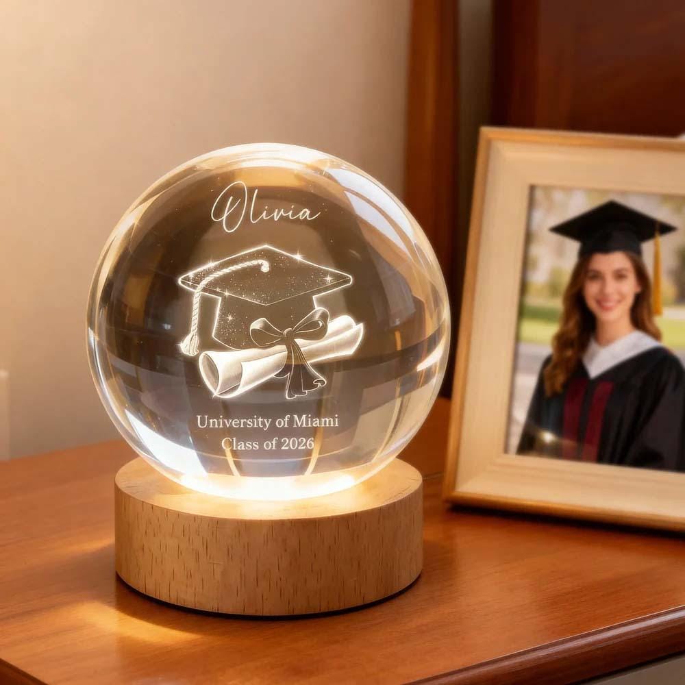 Class of Graduation Globe Lamp Night Light, Personalized Warm Glow Desk Display, Thoughtful Gift for Graduation