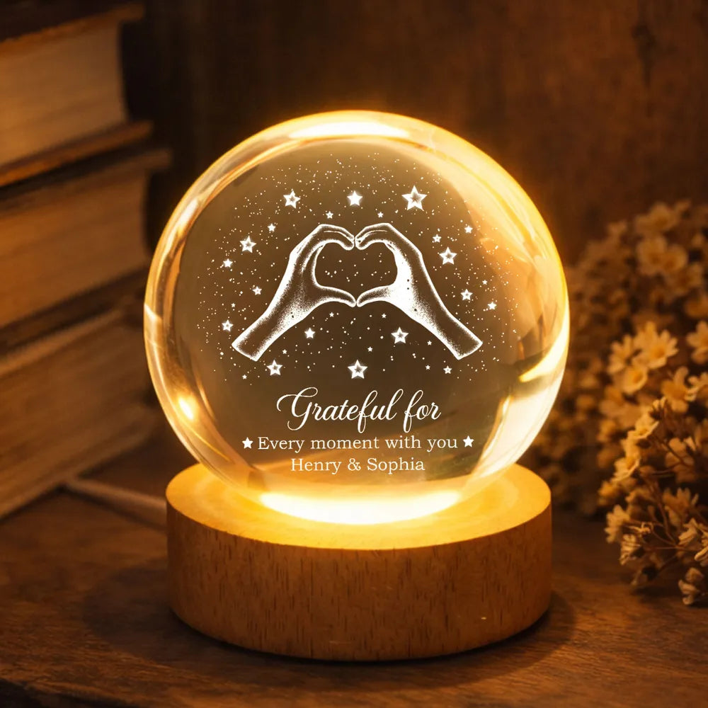 Couple You & Me We Got This - Personalized Crystal Ball LED Night Light, Night Sky Print, Valentines Day Wedding Anniversary Gift For Couple