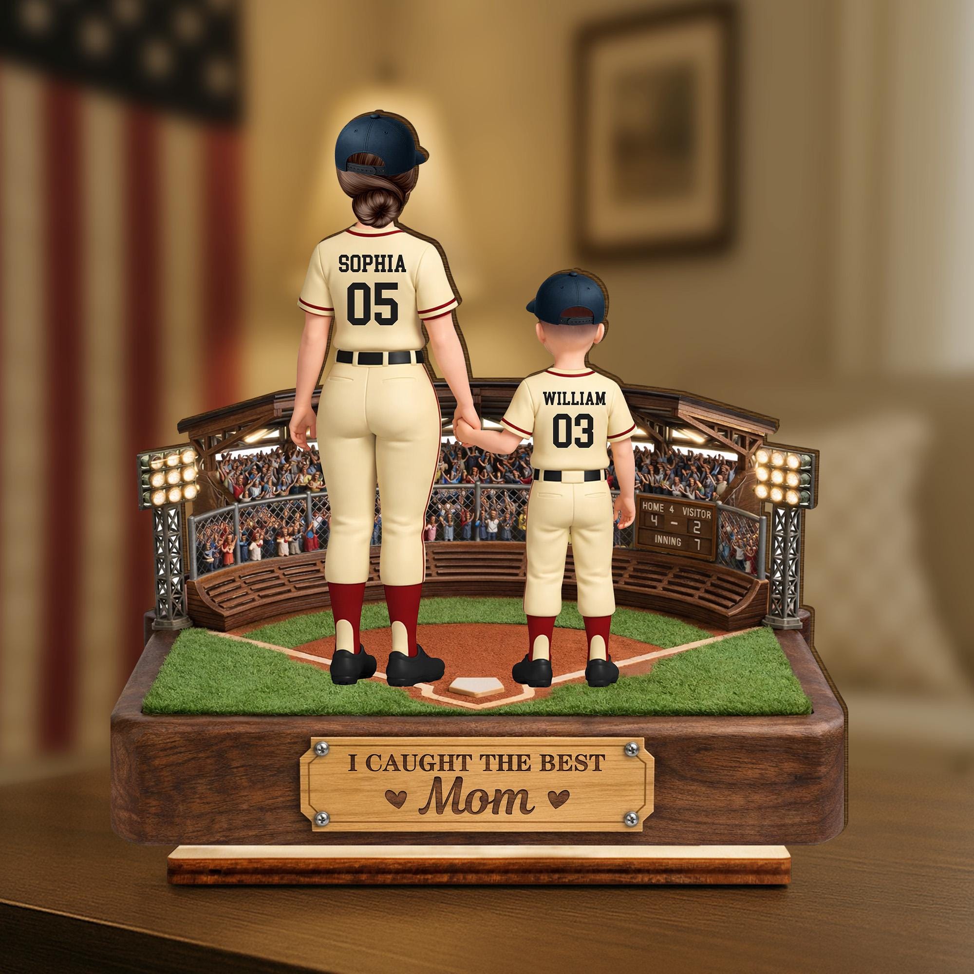 Personalized Baseball Mom Wooden Plaque, Custom Name Jersey Sign, Sports Mom Keepsake, Mother's Day Gift, Kids Names Plaque