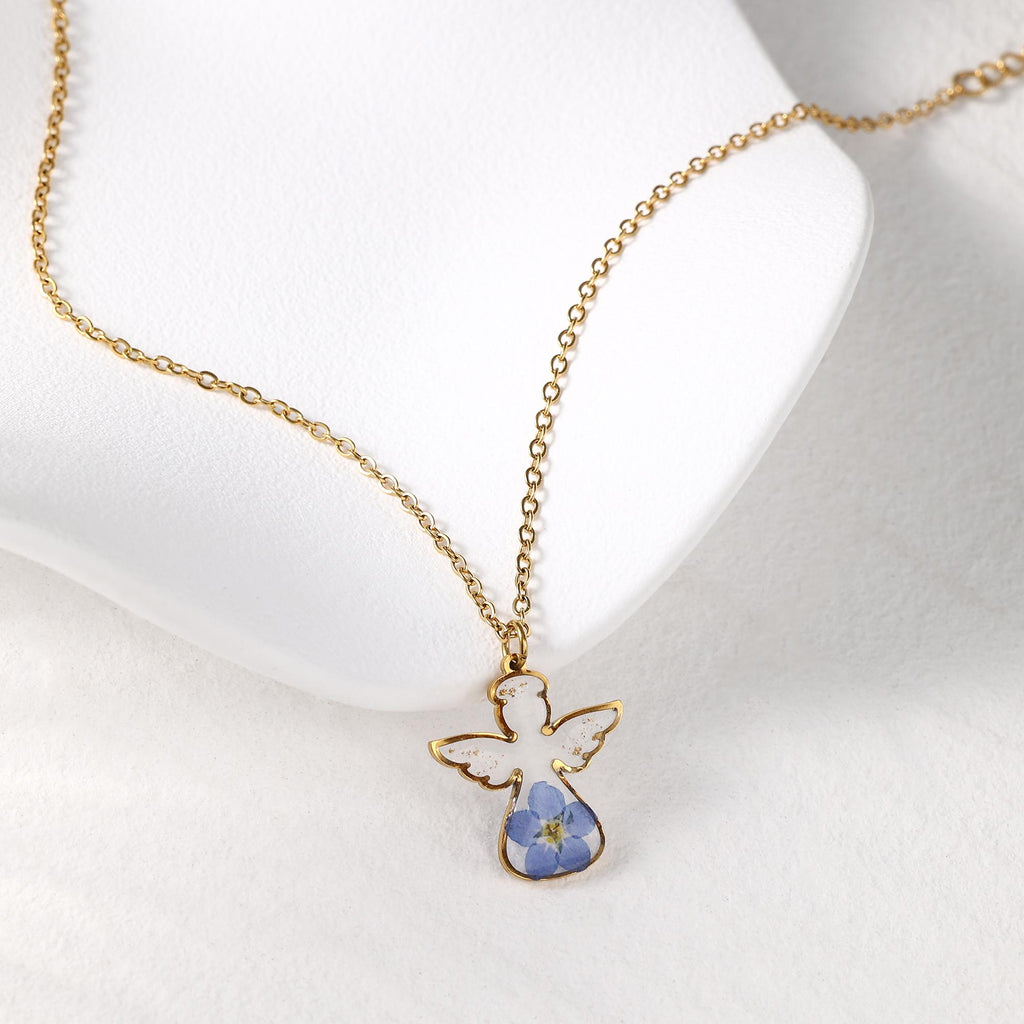 Guardian Angel Forget Me Not Necklace, Handmade Memorial Jewelry, Baby Loss, Grieving Mom Gift, Pregnancy Loss, Miscarriage Gift for Her