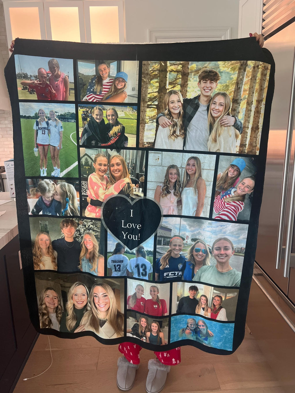 Custom Family Photo Blanket Collage With Text, Custom Picture Blanket, Personalized Family Photo Blanket,memorial