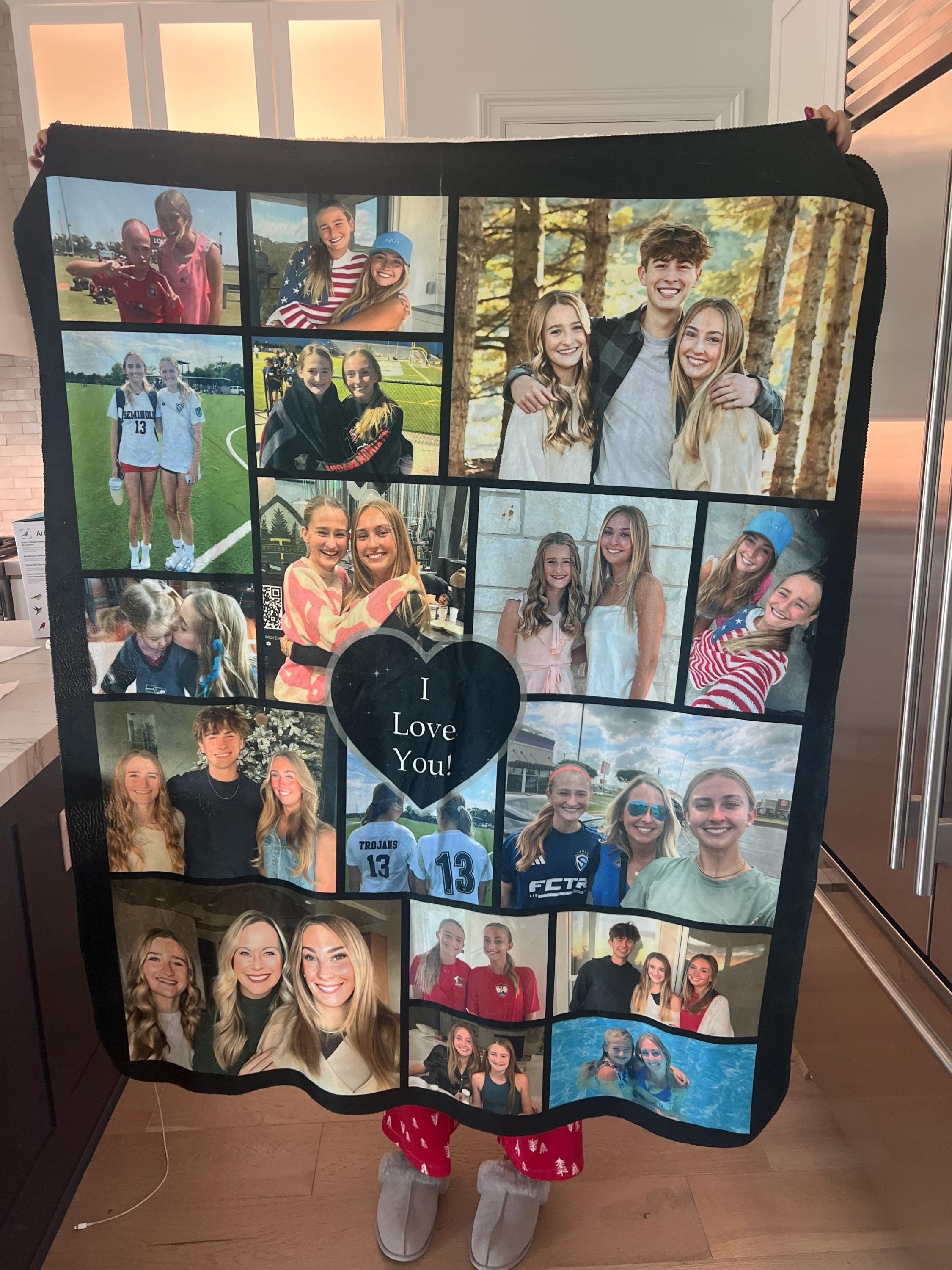 Custom Family Photo Blanket Collage With Text, Custom Picture Blanket, Personalized Family Photo Blanket,memorial