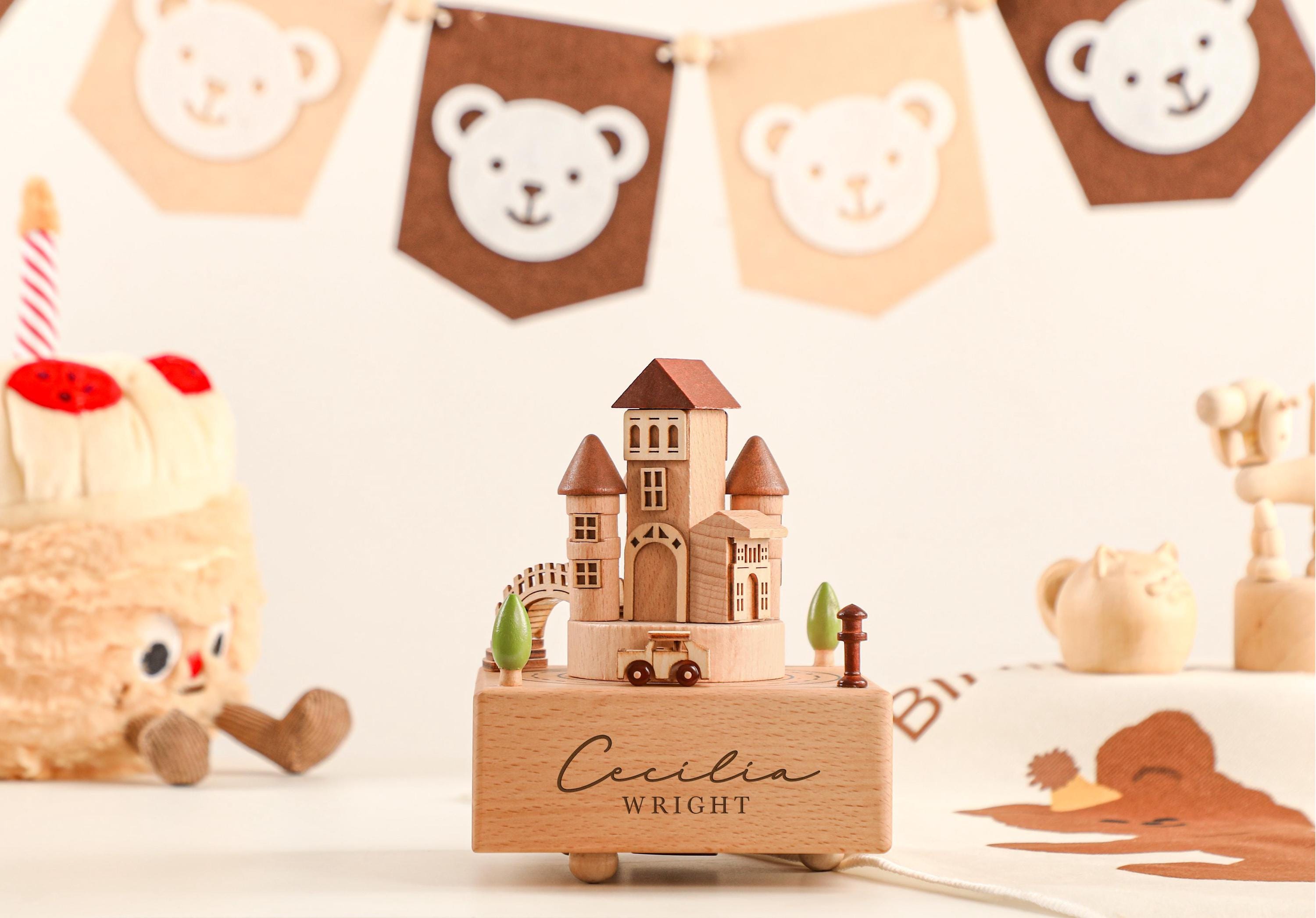 Luxury Castle Music Box, Wooden Music Box, Custom Wooden Handmade Music Box, 1st Birthday, Personalised Music Box Gift, Baby Gift