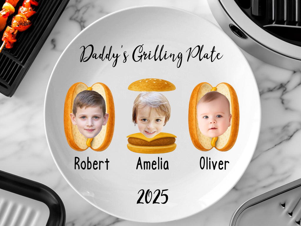 Daddy’s Grilling Plate, Fathers Day Gift From Kids, Personalized Dad Grilling Plate, Custom Grilling Plate With Kids Names, BBQ Gift for Dad