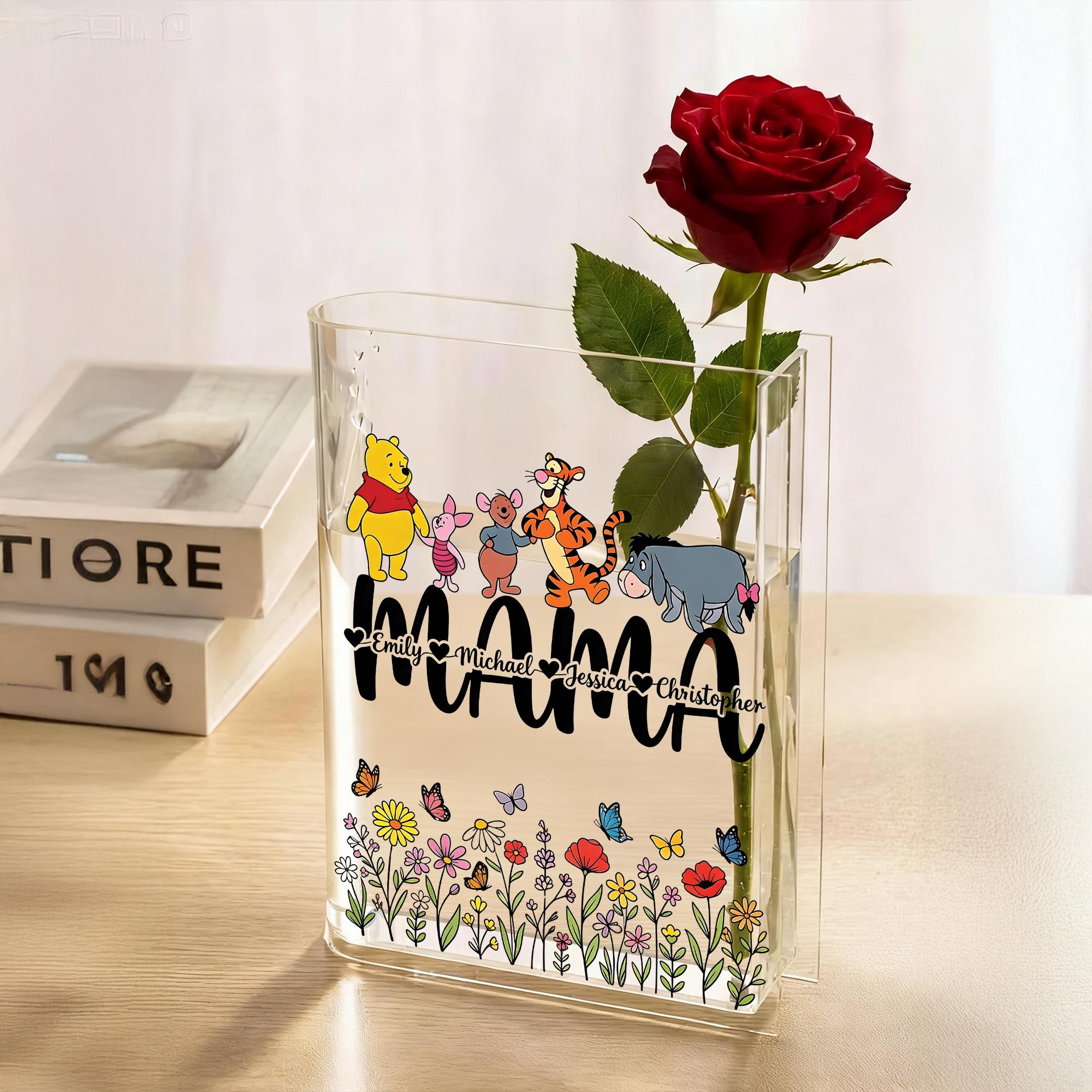 Winnie the Pooh Book Vase, Hundred Acre Wood Nursery Decor, Baby Shower Gift Idea, Clear Acrylic Book Shaped Vase, Storybook Flower Holder