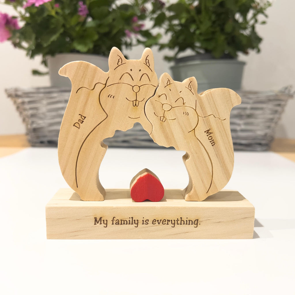Wooden Squirrel Family Puzzle, Custom Family Gift, Graduation Gift, Housewarming Gift, Baby Shower Gift, Home Decor, Gift for Kids, Baptism