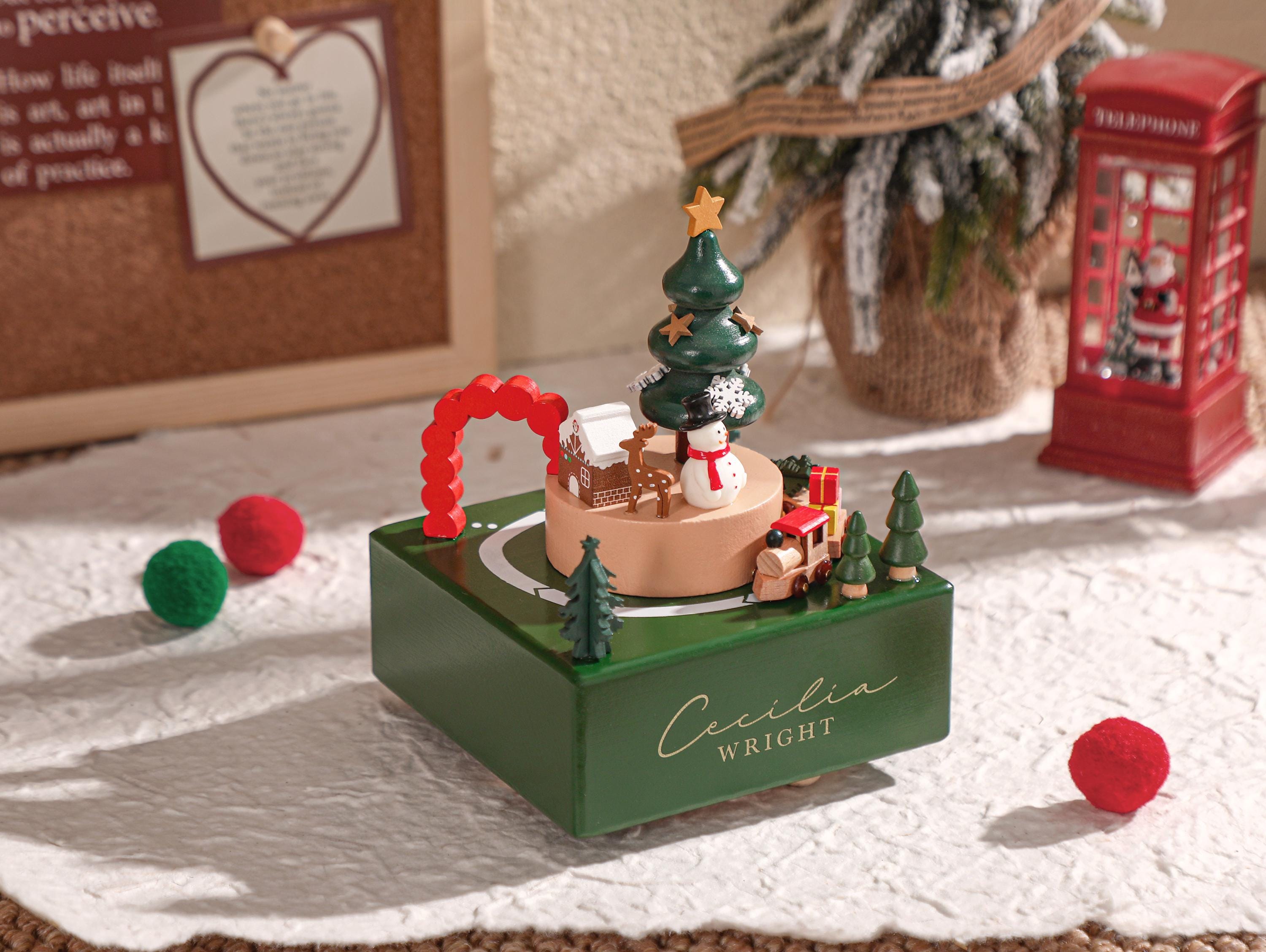 Christmas Gift, Christmas Custom Wooden Handmade Music Box, Personalised Wooden Music Box, Engraved Baby Name Music Box, Baby Shower Gift