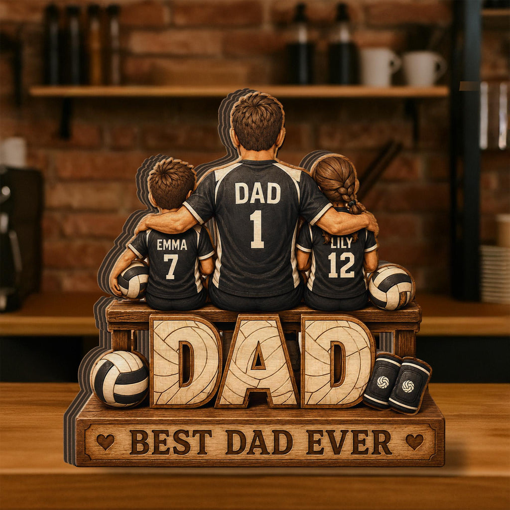 Personalized Volleyball Dad Wooden Block, Custom Father's Day Gift, Heartfelt Gift