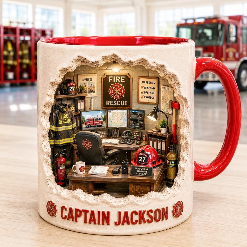 Personalized Firefighter Mug, Fire Rescue Coffee Cup, Custom Fire Captain Gift, Firefighter Dad Mug, Firefighter Retirement Gift