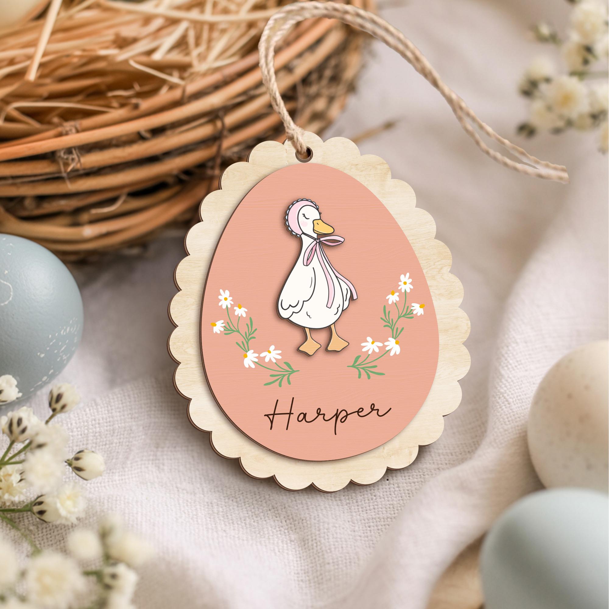 Custom Easter Basket Tags_ Bunny Goose Chick Name Tags, Easter Basket Name Tags, Easter Gifts Kids