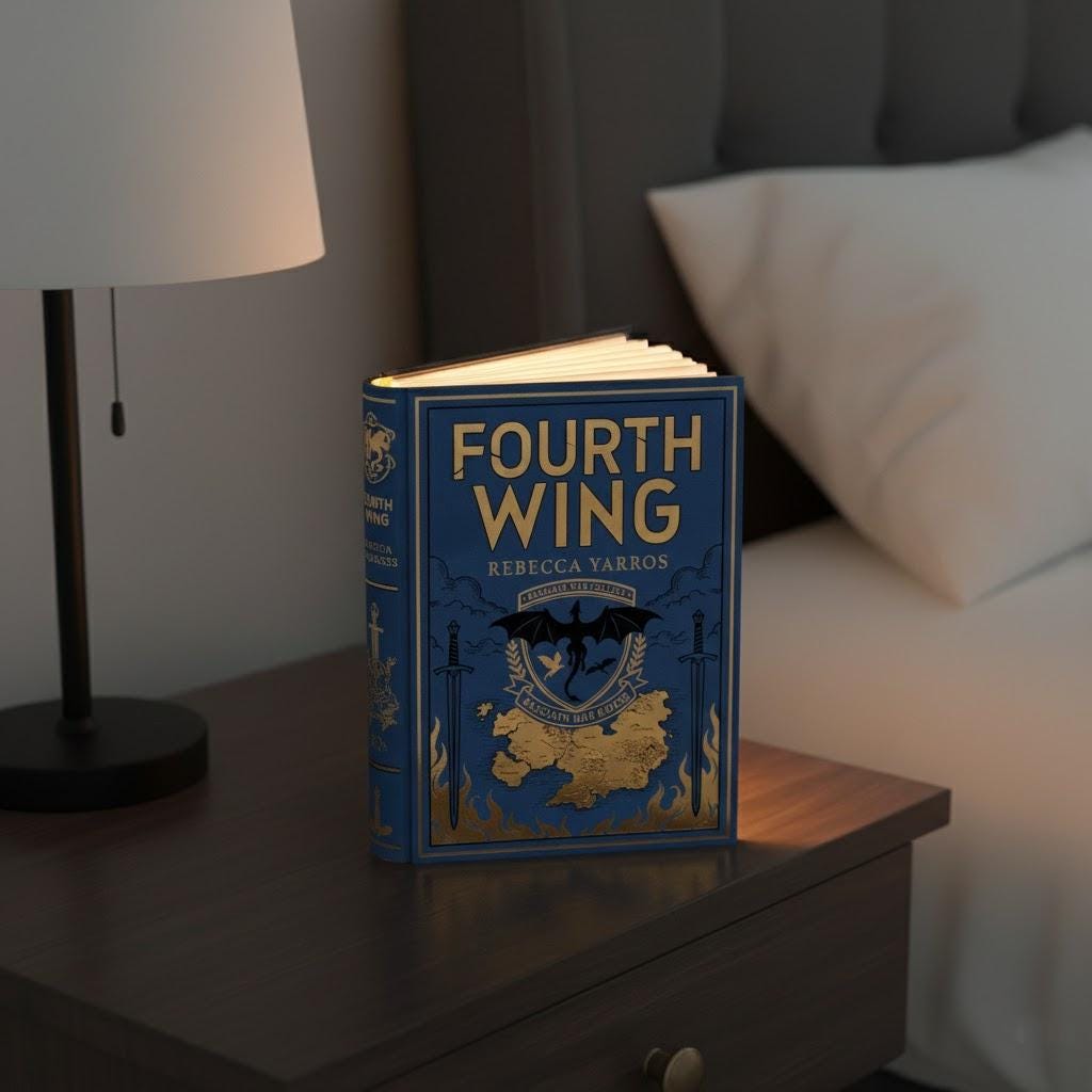 Fourth Wing Book Lamp, Basgiath War College Folding Book Lamp, Dragon Riders Night Light, Fourth Wing Fantasy Book Decor