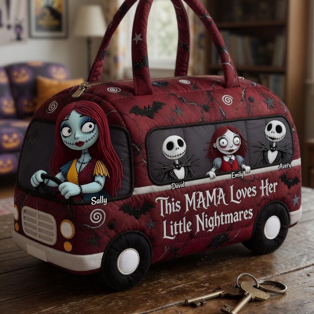 Custom Gothic Quilted Duffle Bag – Personalized Family Travel Weekender Tote, Vintage Dark Aesthetic Overnight Bag, Unique Gift