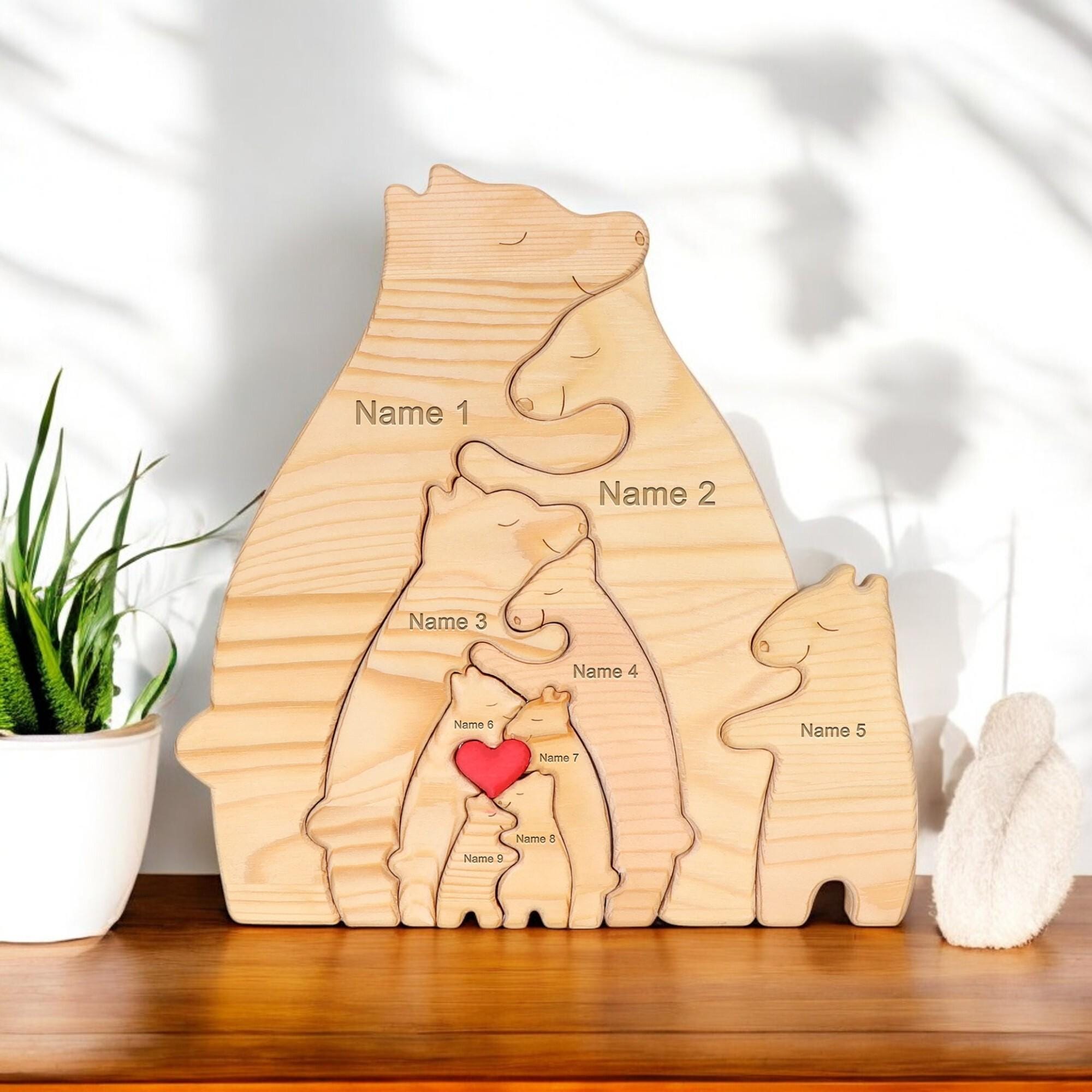 Bear Family Puzzle - Mothers Day Gift - Wooden Family Decor - Family Adoption Gift - Personalised Bear Family Puzzle - Moving Out Gift