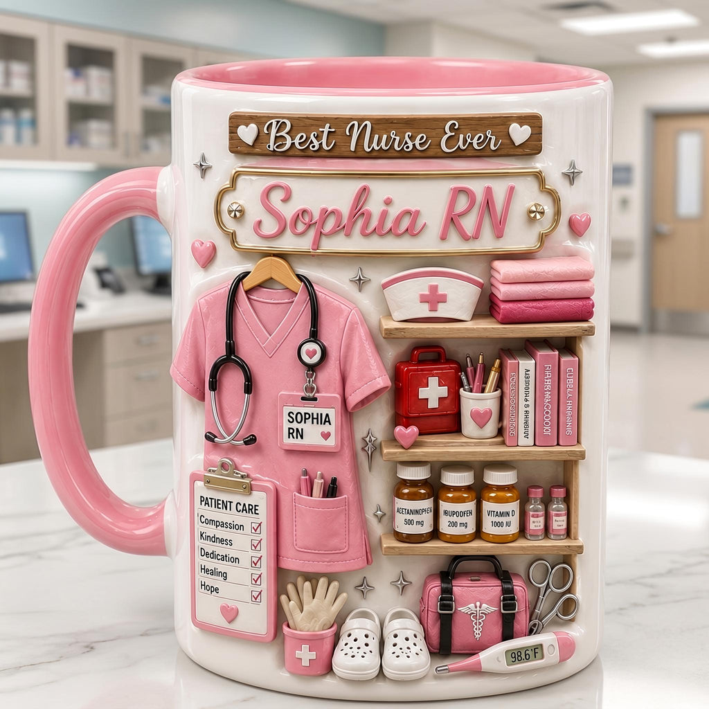 Personalized Nurse Mug, RN Coffee Cup, Nurse Appreciation Gift, Custom Healthcare Worker Mug, Registered Nurse Gift