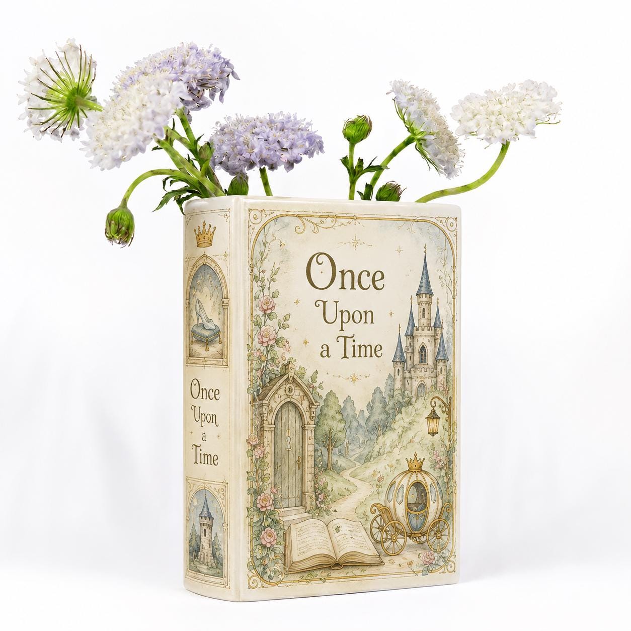 Once Upon a Time Ceramics Book Vase, Disney Book Vase, Vintage Book Vase, Disney Fairytale Bookshelf Decor, Mother's Day Gift, Birthday Gift