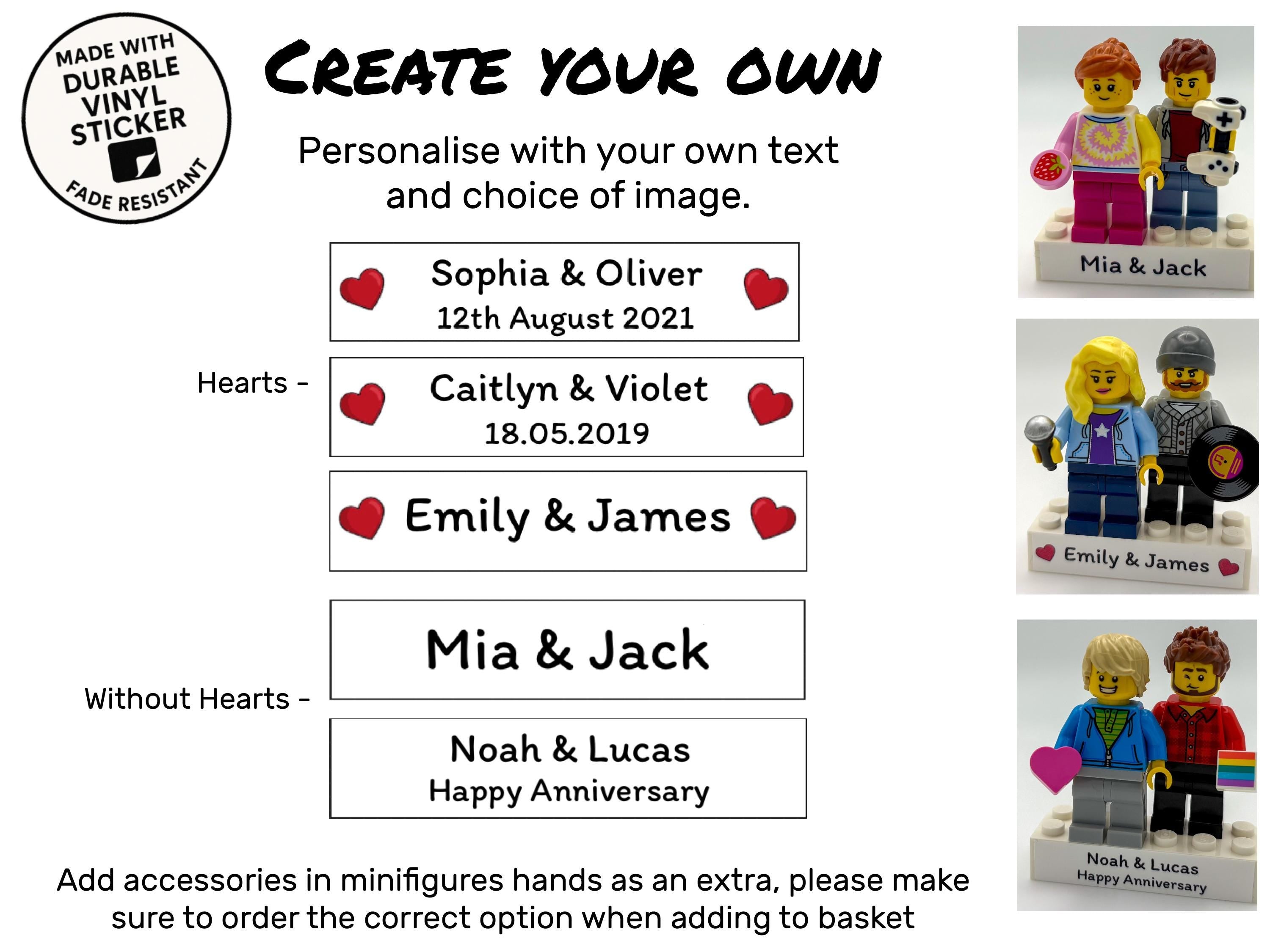 Personalised Minifigure Couple, Valentines, Anniversary and Birthday Gift