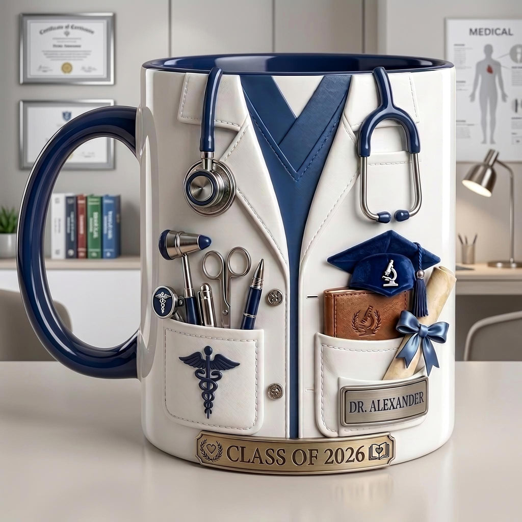 Personalized Medical Graduation Mug, Doctor Class of 2026 Gift, Custom Med School Cup, Future Doctor Coffee Mug, Medical Student Gift