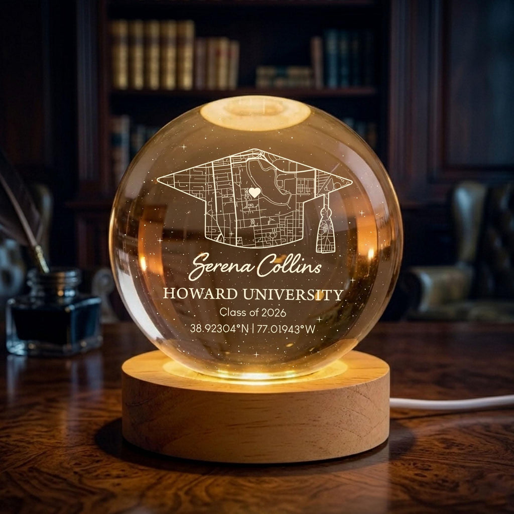 Personalized Graduation Gift, Personalized Crystal Ball Night Light, Custom Campus Map Graduation Gift, Class of 2026 Gift,2026 Grad Gift
