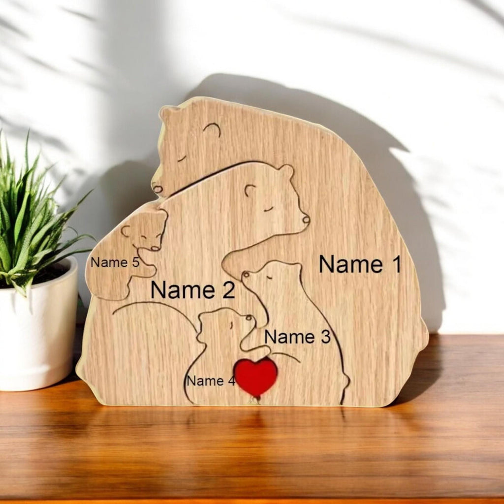 Bear Family Puzzle - Mothers Day Gift - Wooden Family Decor - Family Adoption Gift - Personalised Bear Family Puzzle - Moving Out Gift
