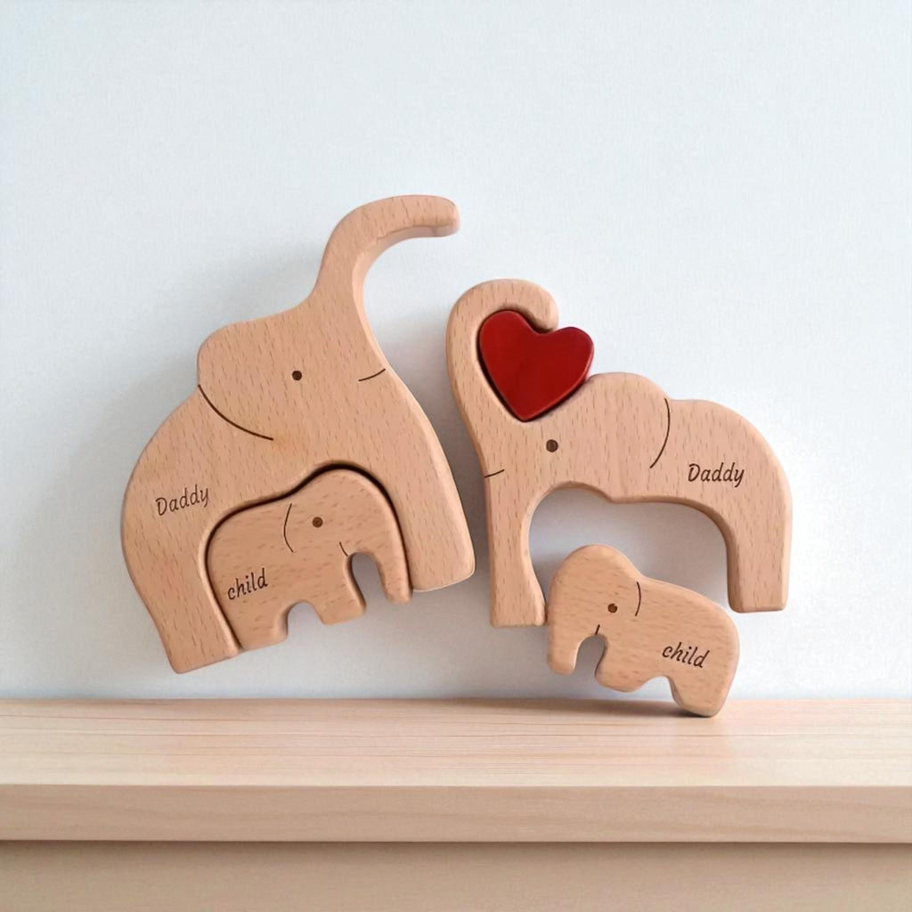 Elephant Family Puzzle, Unique Christmas Family Gift, Wooden Elephant Ornament, Elephant Keepsake, Adoption Keepsake, Housewarming Present