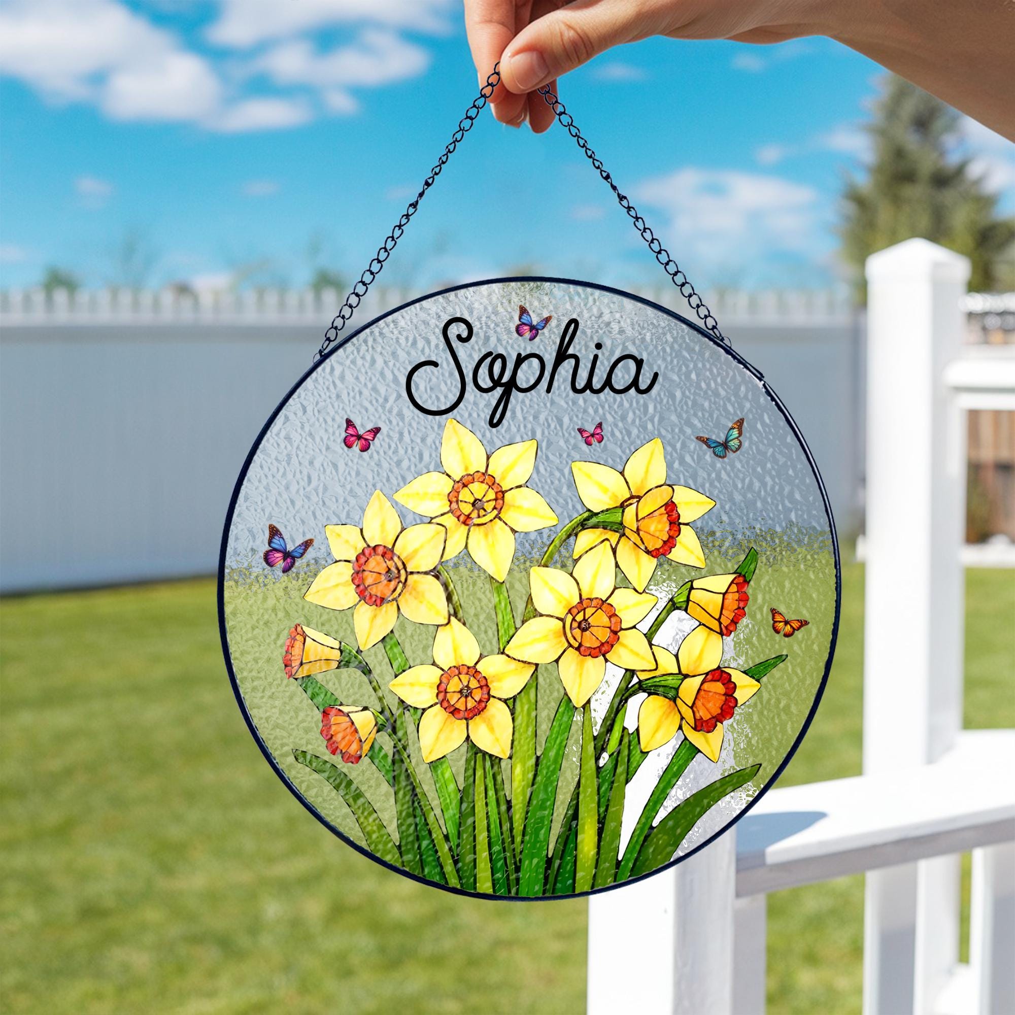 Custom Birth Flower Stained Glass Suncatcher, Birth Month Flower Stained Glass Suncatcher,birth Flower Memorial Gift,mother Day Gift for Mom