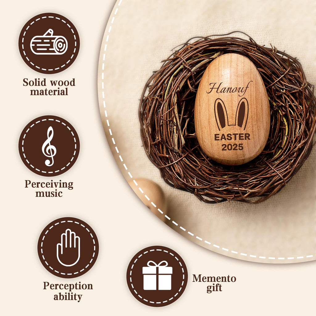 Engraved Name Easter Easter Egg Shakers, Personalized Wooden Egg Rattle, Kids Musical Instrument, Easter Egg Hunt Gifts, Baby First Easter