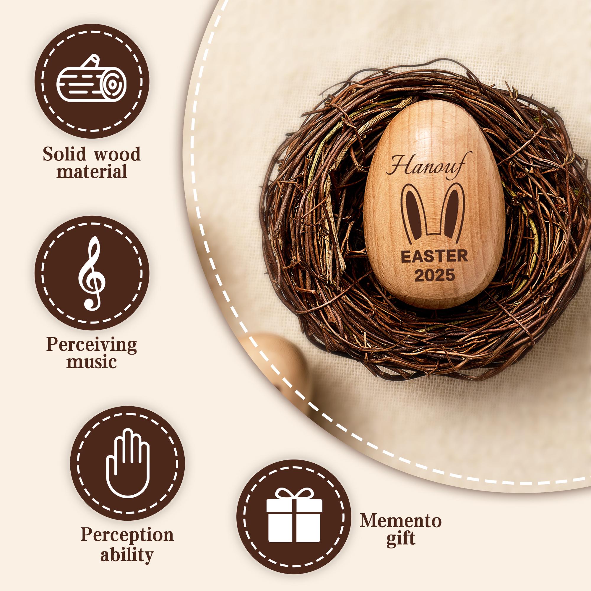 Engraved Name Easter Easter Egg Shakers, Personalized Wooden Egg Rattle, Kids Musical Instrument, Easter Egg Hunt Gifts, Baby First Easter