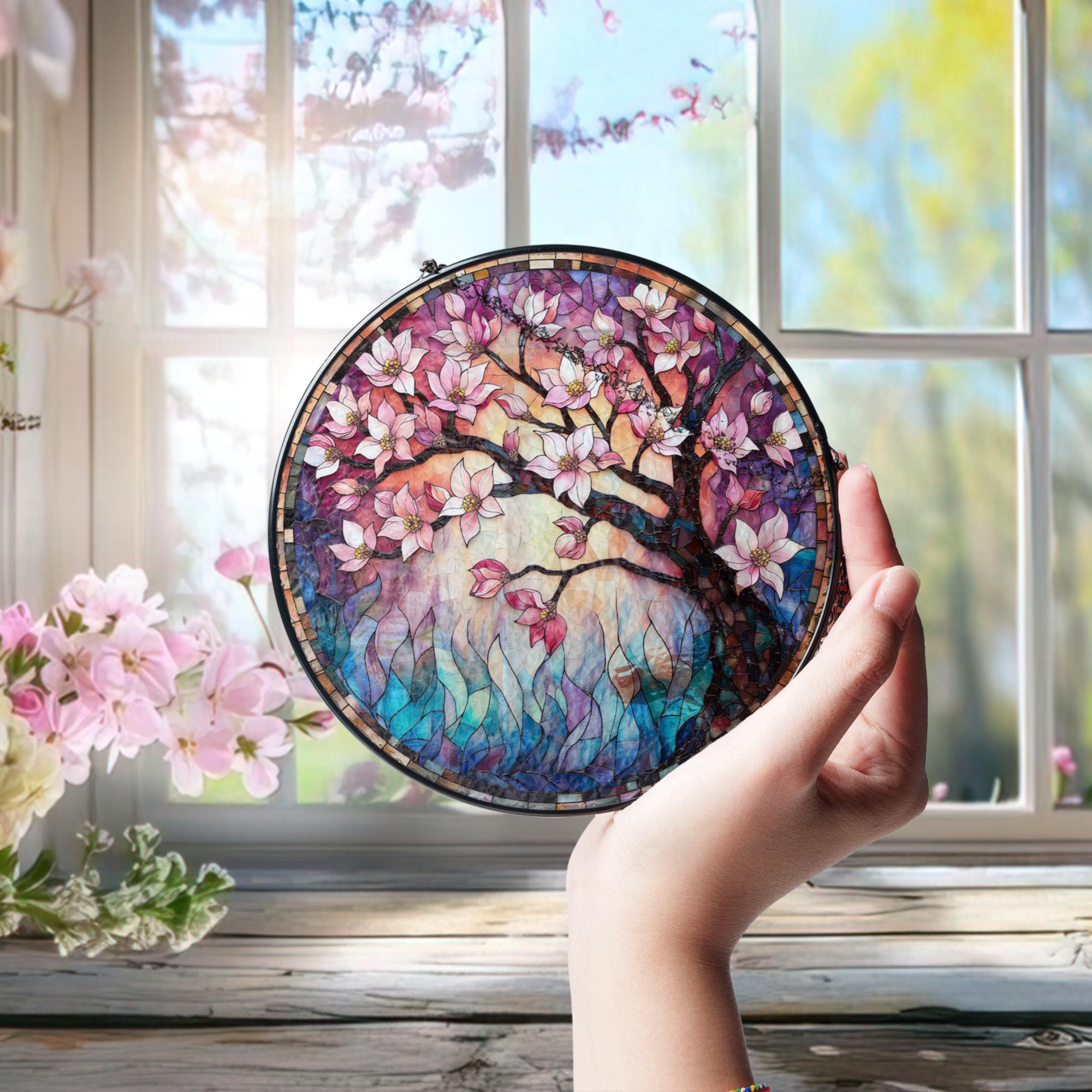 Personalized Birth Month Flower Stained Glass Suncatcher,custom Flowers Window Hanging,birthday Gift for Besties