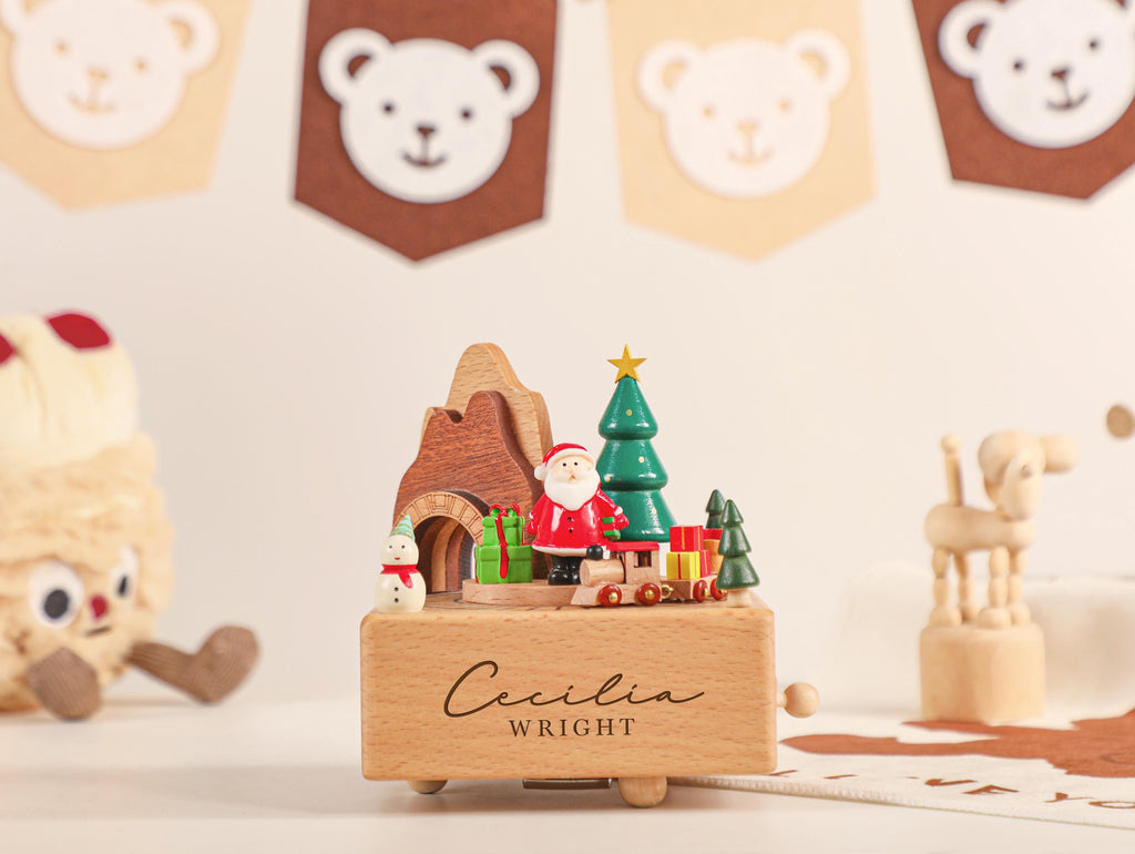Christmas Gifts for Kids, Personalised Wooden Music Box, Custom Wooden Handmade Music Box, Engraved Baby Name Music Box, Baby Shower Gift