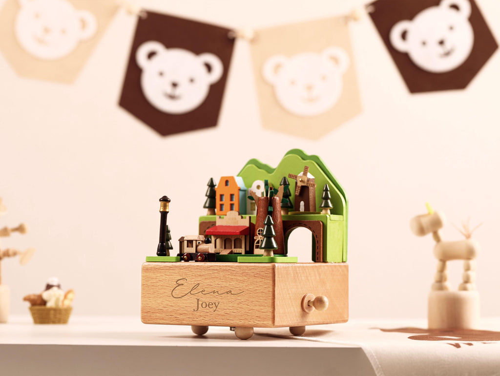 Wooden Music Box, Custom Wooden Handmade Music Box, Train Birthday Music Box, 1st Birthday, Personalised Music Box Gift, Baby Shower Gift