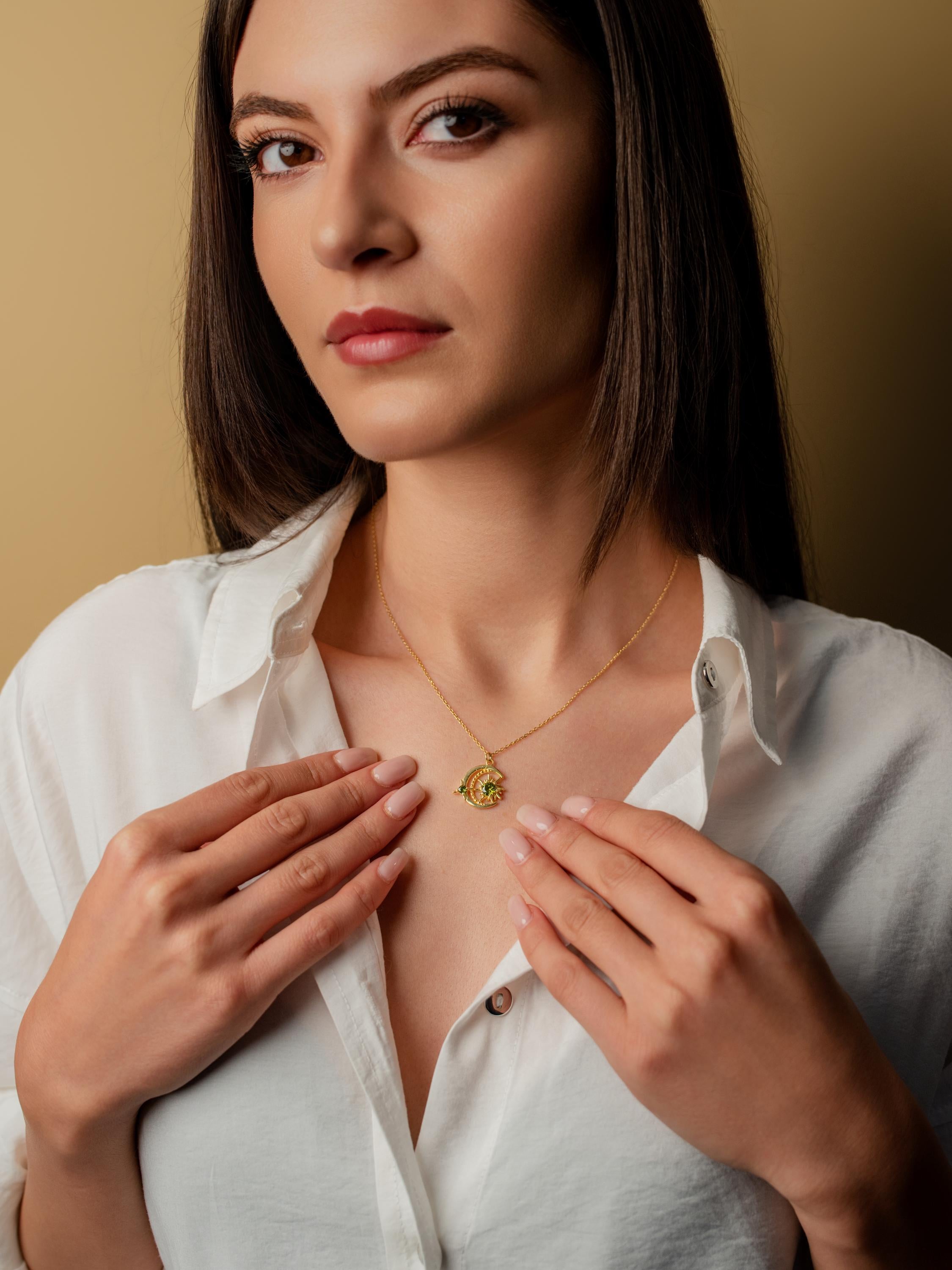 Gold Moon and Sun Necklace - Customized Astrology Jewelry, Minimalist Necklace, Modern Jewelry, Gift Ready Necklace