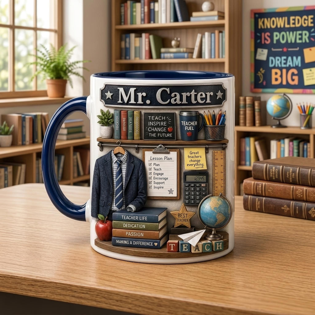 Personalized Teacher Mug, Teacher Coffee Cup, Custom Classroom Gift for Educators