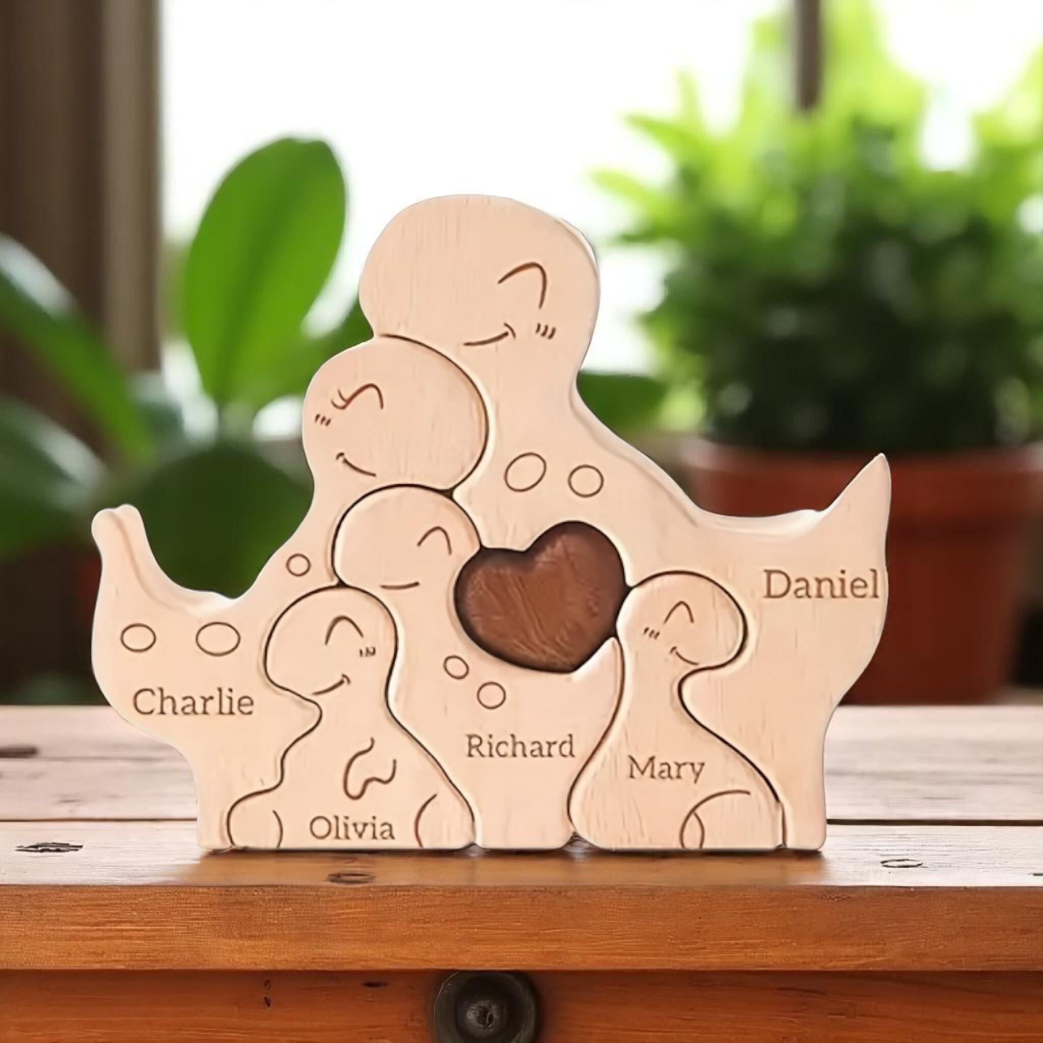 Personalized Dinosaur Family Puzzle, Custom Wooden Dino Gift, Kids Room or Nursery Decor, Baby Shower, Birthday or Family Christmas Gift