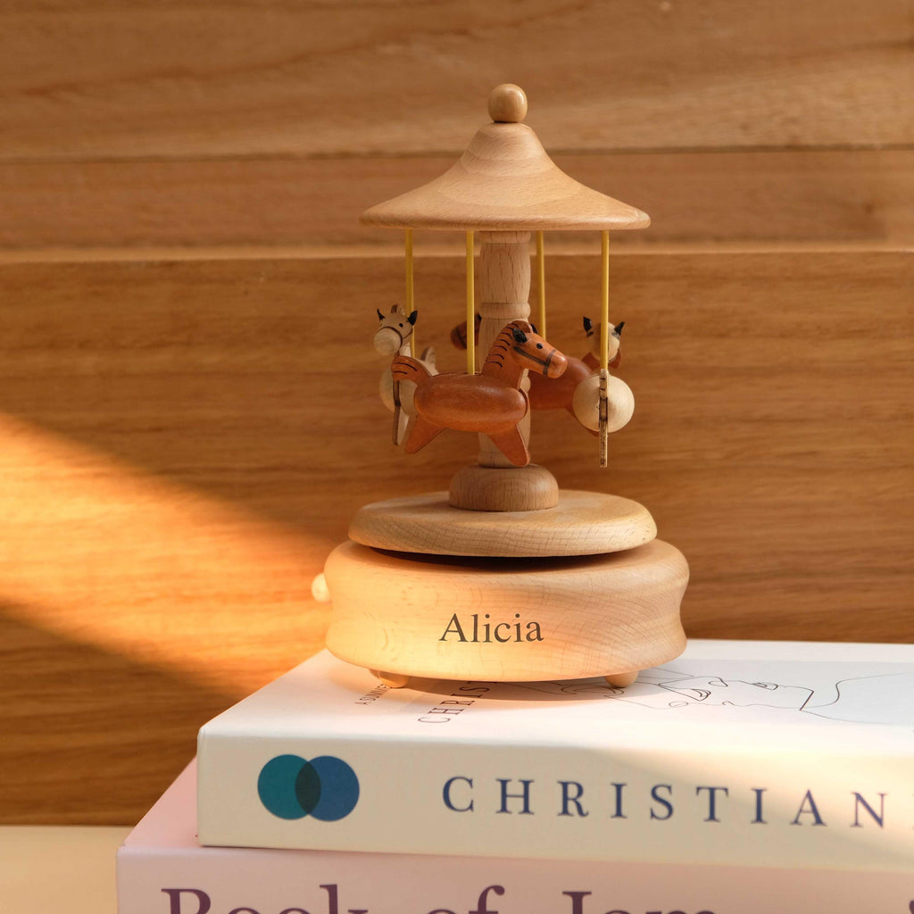 Personalized Name Wooden Bear Seesaw Music Box, Birthday Music Box, Custom Engraved Music Box, Baby Shower Gift, Christmas Gift for Kids