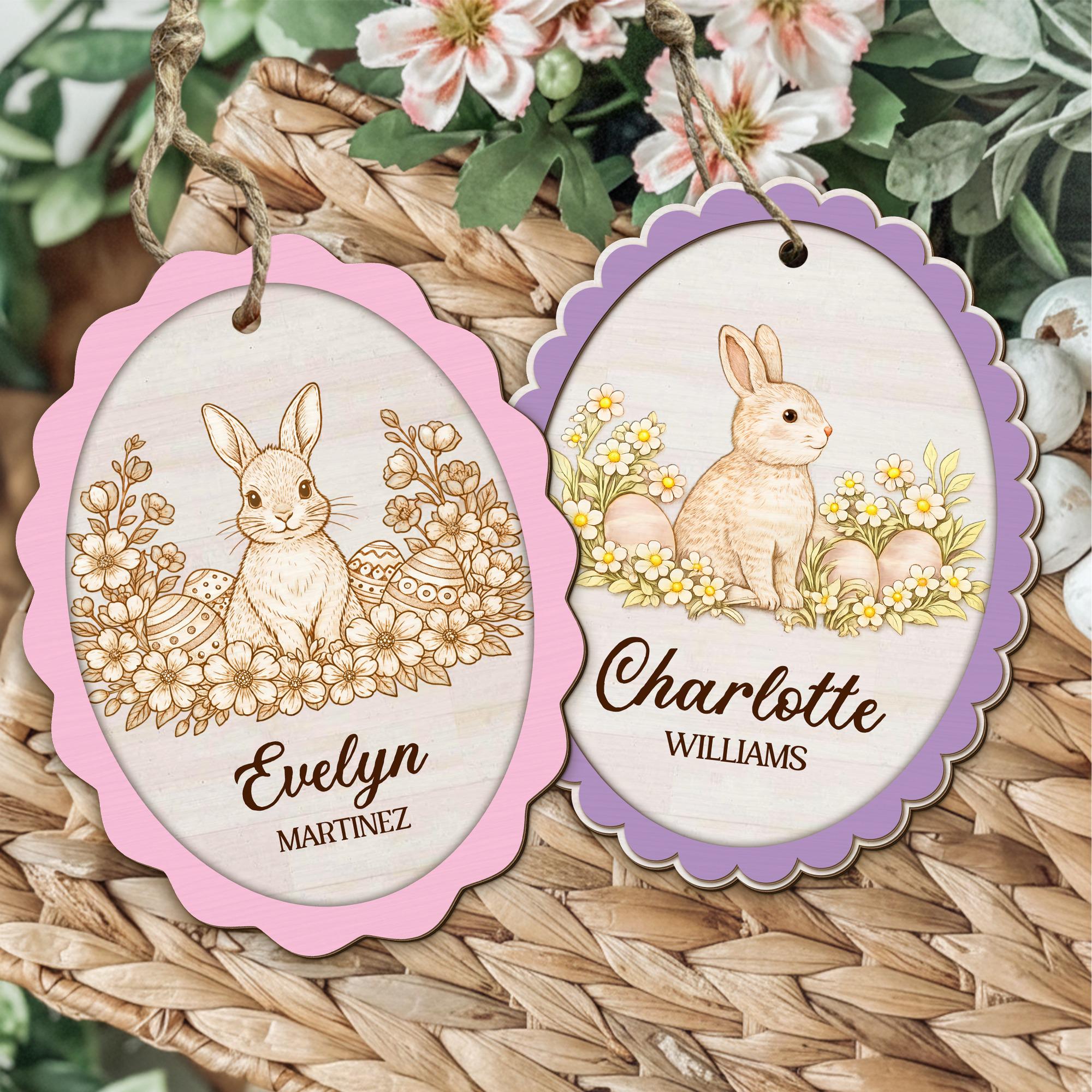 Custom Easter Name Tags_ Bunny Easter Basket Tags, Easter Gift for Boys & Girls, Bunny Goose Chick Easter Tags