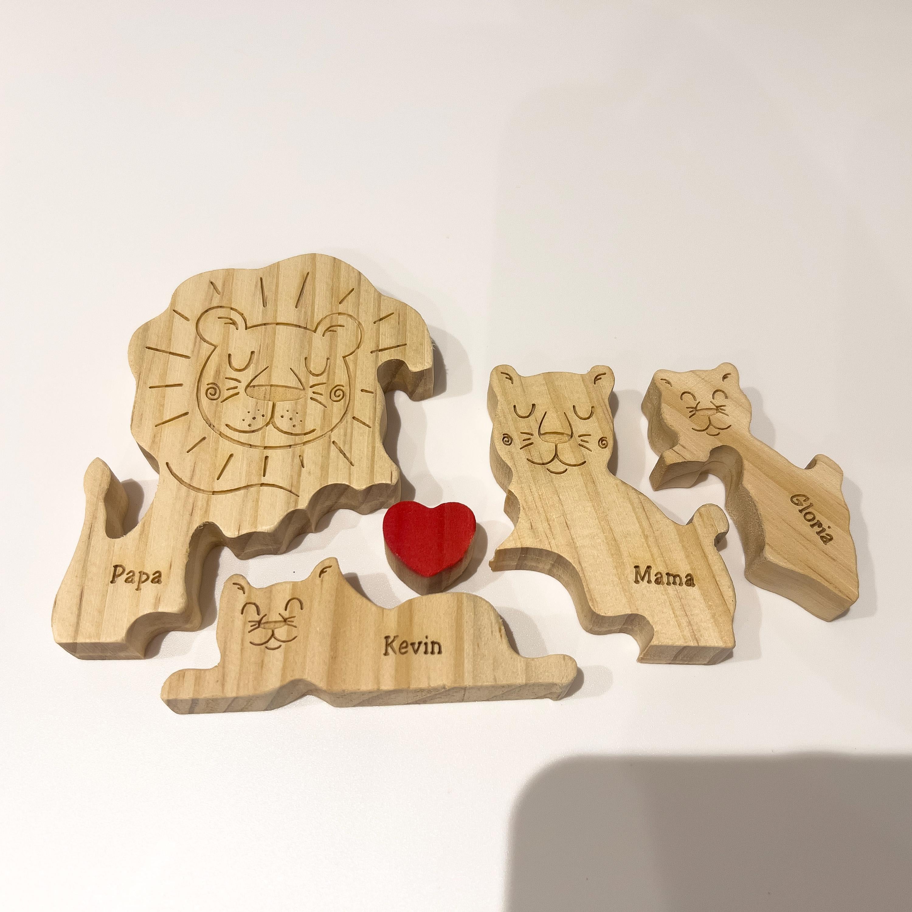 Wooden Lion Family Puzzle, Gifts for Birthday, Custom Family Gifts, Home Decor, Gift for Kids, Gift for Wife Girlfriend, Housewarming Gifts