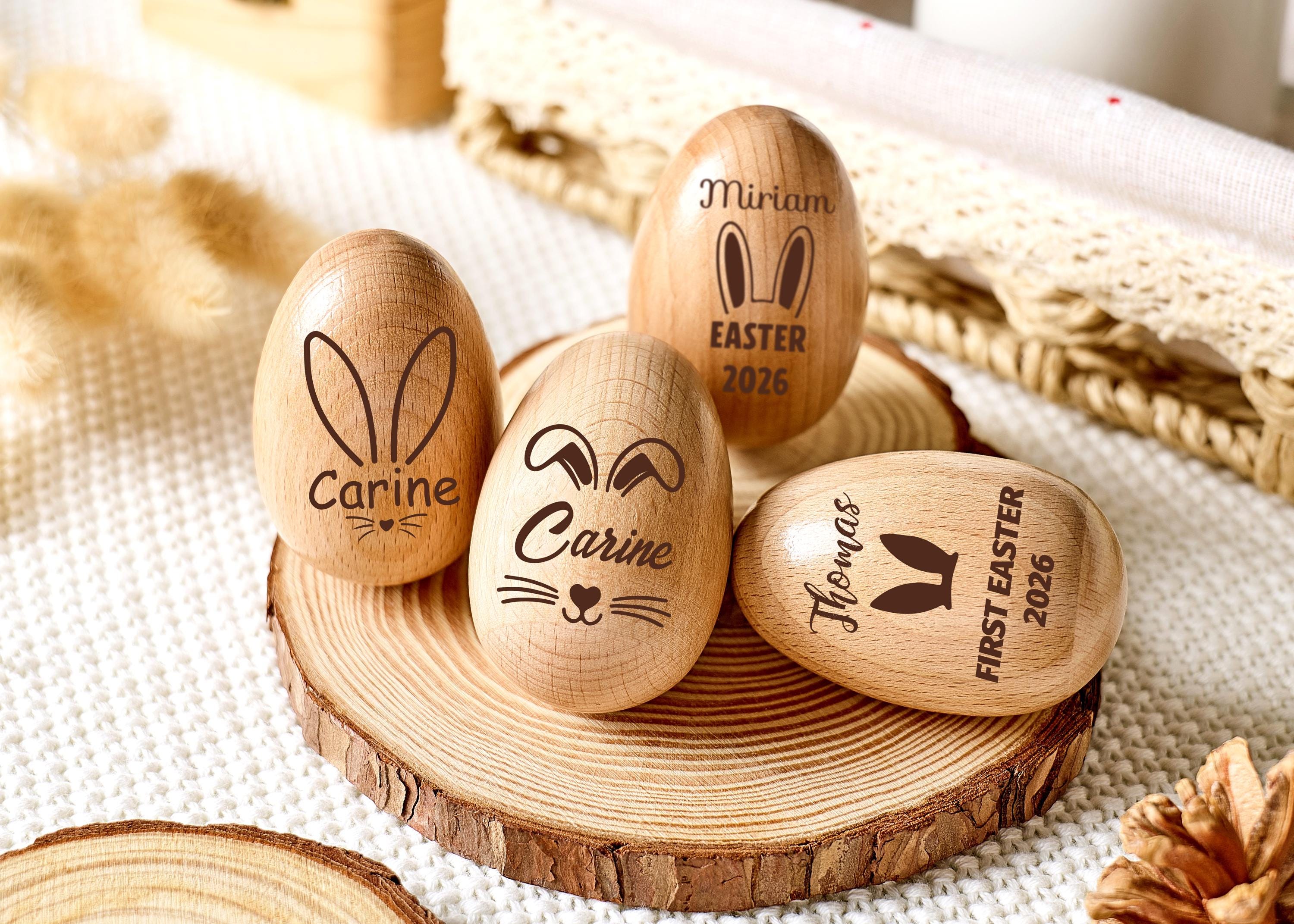 Personalized Wooden Easter Egg Shakers, Engraved Kids Musical Instrument Set, Montessori Toddler Rattle, Baby’s First Easter Gift