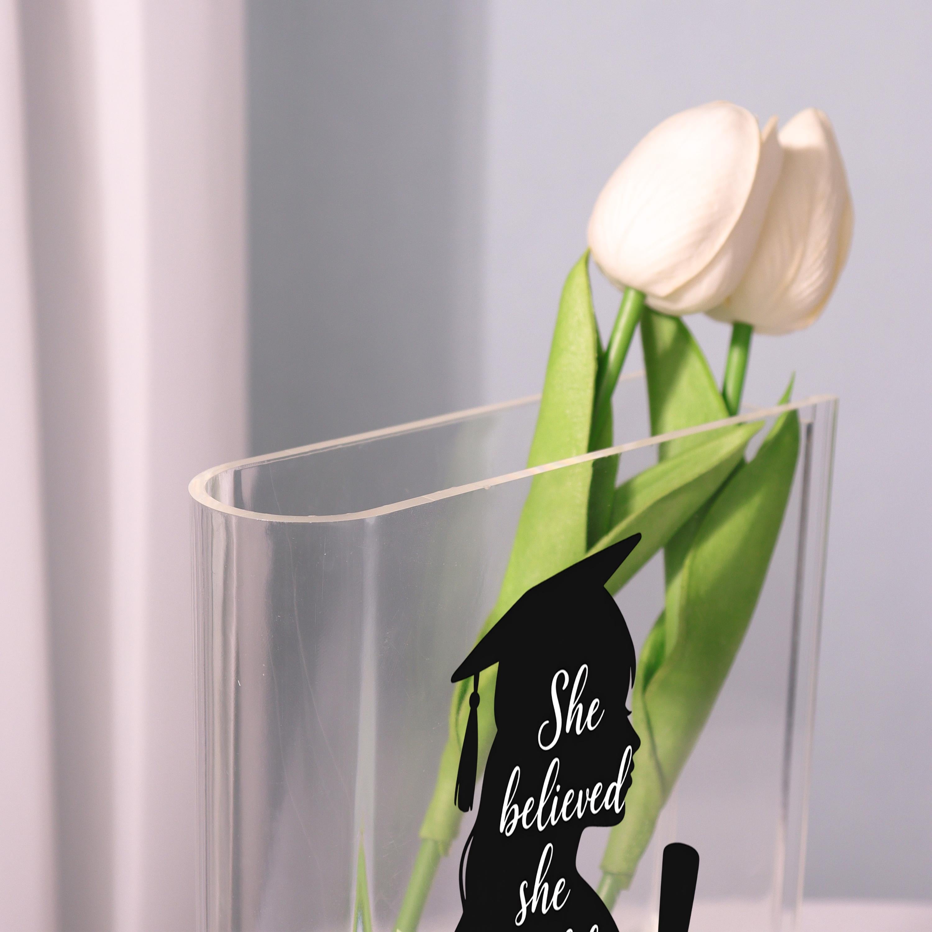Graduation Silhouette Acrylic Book Vase, Graduation Gift Bookish Vase, Floral Book Shaped Vase, Aesthetic Decor, Graduate Gift for Girls