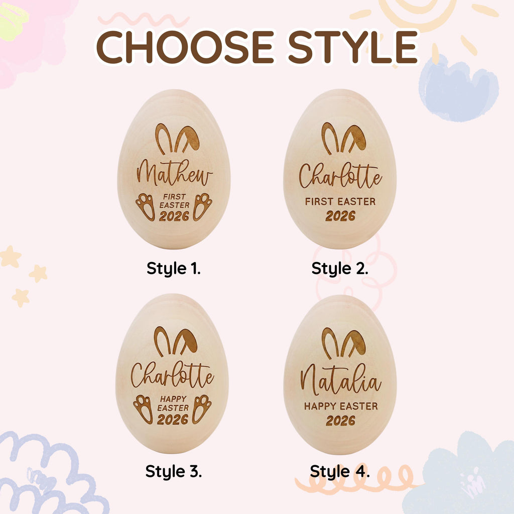 Personalized Musical Easter Egg Shaker 2026, Engraved Wooden Easter Eggs, First Easter Gifts for Baby, Easter Gift for Kids, Basket Stuffers