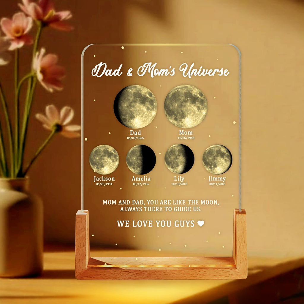 Personalized Moons Phase With Kids Names, Custom Moons Phase Night Light, Mother’s Day Gifts, Gift for Mom Dad,custom Night Light Moon Phase