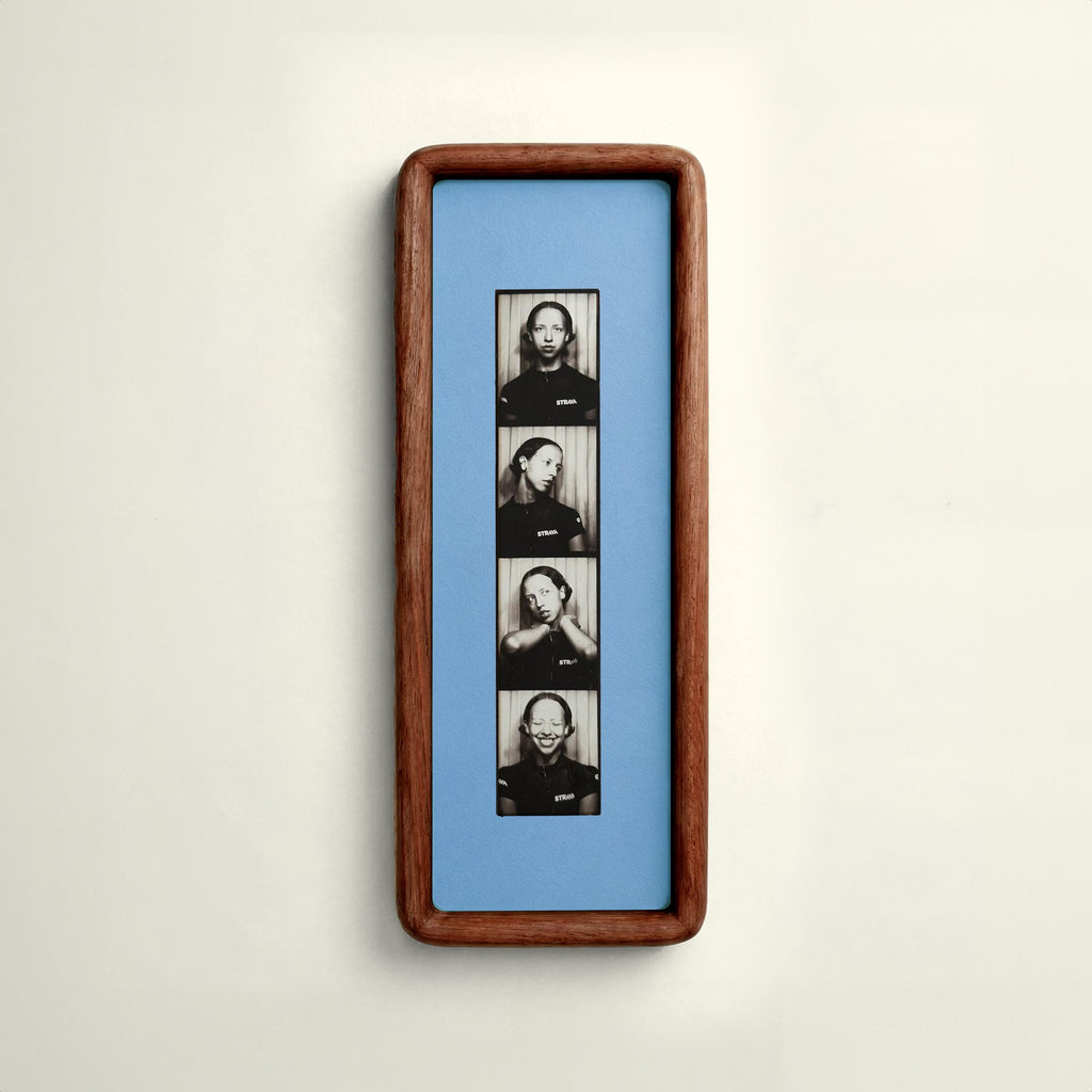Photobooth Frame for Photo Strip Prints: Elongated Solid Wood Picture Frame with Coloured Mount, Ready to Hang for photoautomat print 2