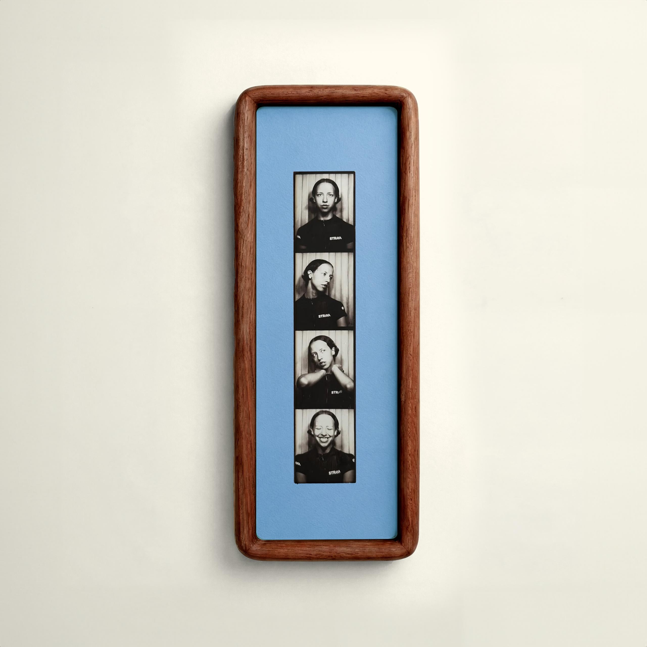 Photobooth Frame for Photo Strip Prints: Elongated Solid Wood Picture Frame with Coloured Mount, Ready to Hang for photoautomat print 2