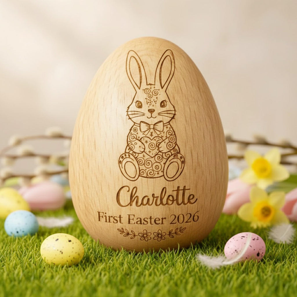 Personalized Musical Wooden Easter Egg Shakers, Custom Egg Cups, Kids Musical Instrument, Easter Gifts, Baby First Easter