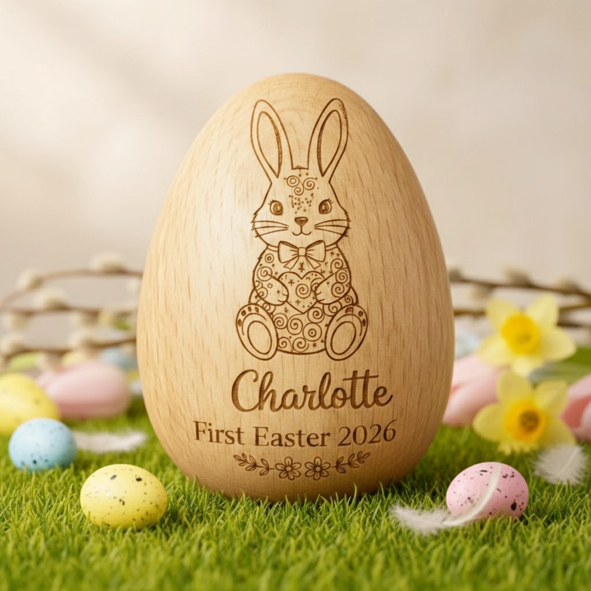 Personalized Musical Wooden Easter Egg Shakers, Custom Egg Cups, Kids Musical Instrument, Easter Gifts, Baby First Easter