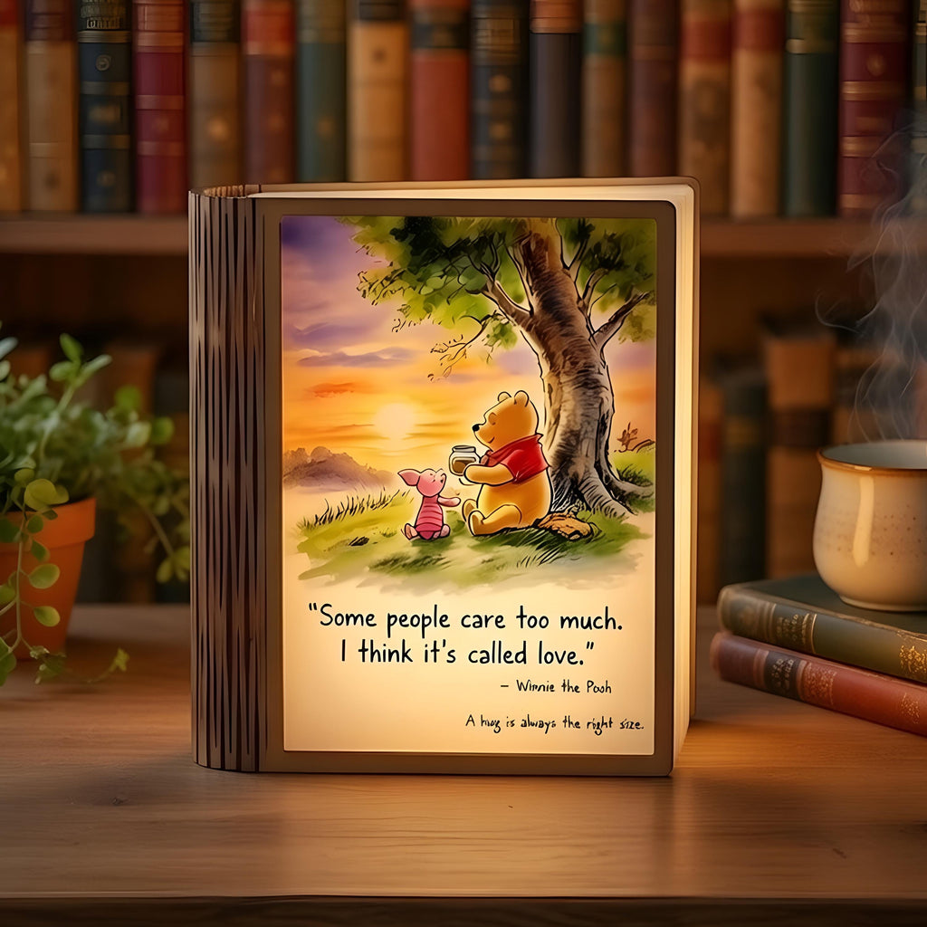 Personalized Mother's Day Gift, Winnie the Pooh Book Light, Classic Pooh Quote Night Light, Custom Lamp for Mom, Grandma Gift, Bedside Decor