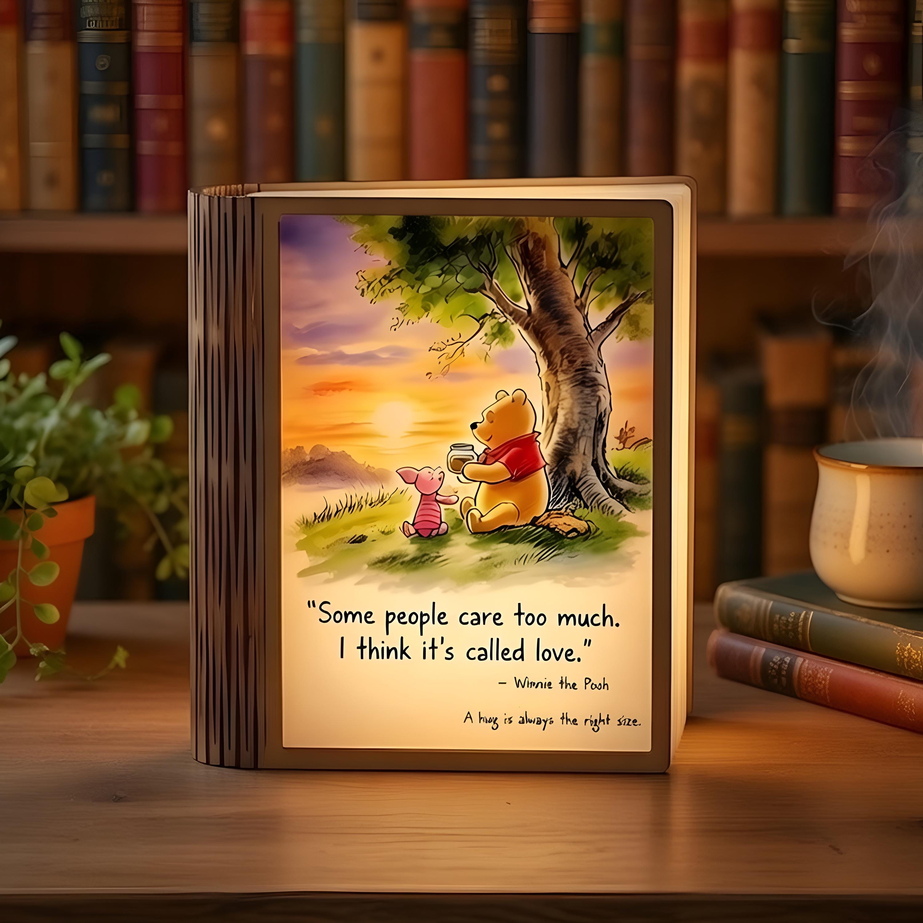 Personalized Mother's Day Gift, Winnie the Pooh Book Light, Classic Pooh Quote Night Light, Custom Lamp for Mom, Grandma Gift, Bedside Decor