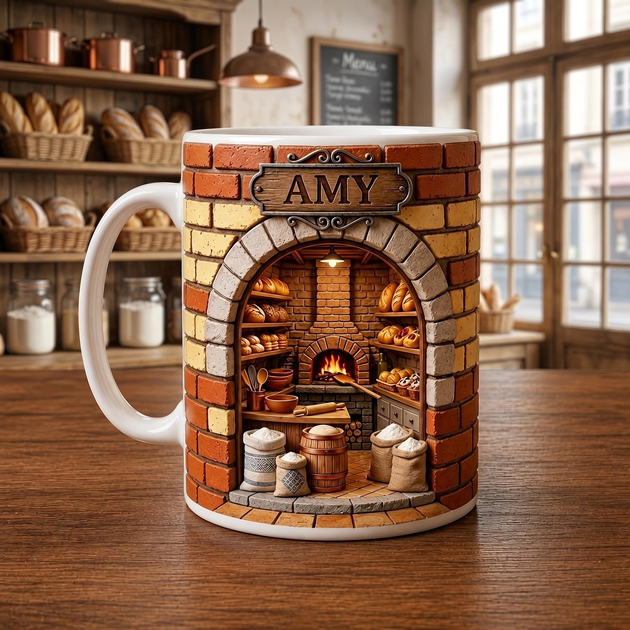 Personalized Baker Mug, Rustic Bakery Coffee Cup, Custom Baking Gift, Pastry Chef Mug, Cute Kitchen Lover Coffee Cup